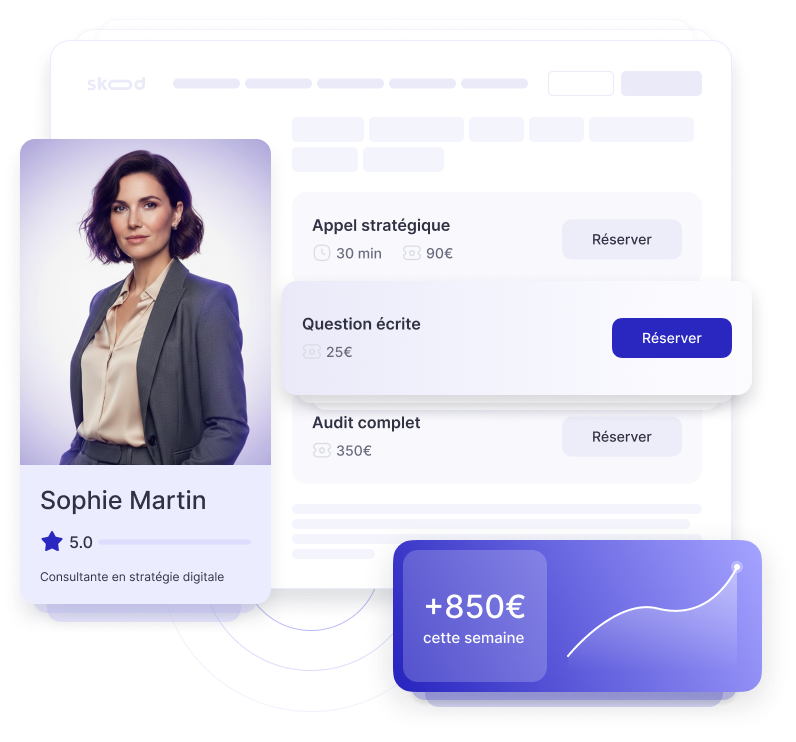 Interface Skod - Réservation de consultation professionnelle